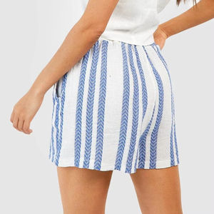 Femmes de haute qualité 100% matériau respirant taille haute décontracté Bermuda dernier style avec motif à rayures - Product Image 4