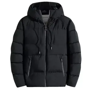 Windproof Repellent Puffer Men puffer Jacket coat Cotton Down OEM ODM Winter Men Clothing Black Casual Custom Print logo