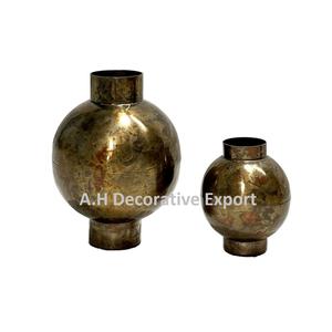 Pots de fleurs en aluminium Vase en métal finition bronze antique Lot de 2 tailles différentes pour centre de table Vase de fleurs de mariage - Product Image 6