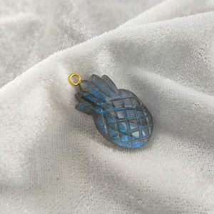 Colgante verde con forma de piña de ónix, colgante de plata tallado a mano, colgante con forma de piña, colgante de oro Vermeil - Product Image 3