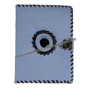 Carnet de croquis en spirale en cuir véritable de ton blanc et noir de qualité supérieure pour journal intime - Product Image 3