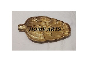 Plat de service en aluminium doré poli Plat à chocolats en forme de feuille de taille personnalisée pour accessoires d'hôtel - Product Image 5