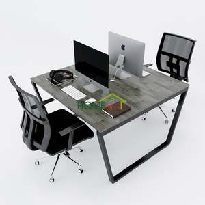 HBTC012 - Bureau en cluster 2 pièces au design contemporain, concept trapèze, 120x120, assemblage requis - Product Image 1