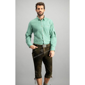 Estilo tradicional hombres Lederhosen largo bávaro genuino cuero de vaca gamuza bordado en botones frontales cierre con bucles de cinturón - Product Image 5