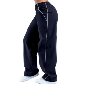 Custom Women's Wide Leg Cargo Pants Elastic Waist Button Fly Contrast Piping Summer Bow 100% Cotton - Product Image 5