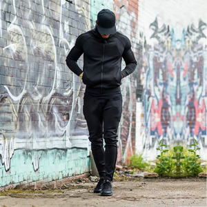 Diseño superior personalizado de los hombres llano pulóver raya Sudadera con capucha chándal ajustado con capucha chándales para los hombres al por mayor - Product Image 3