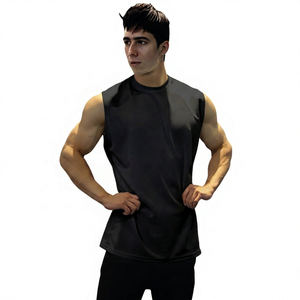 Camiseta sin Mangas Blanca para Hombre, Cuello Redondo, Color Sólido, Transpirable, Informal, Tejida en Poliéster, Estilo Atlético - Product Image 3