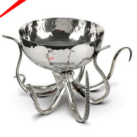 Tazón de metal de diseñador real, tazón de servicio de aperitivos de fruta y vino, con borde en relieve plateado