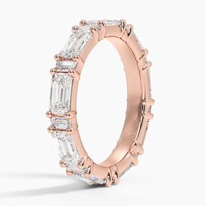 Anillo fino cultivado en laboratorio de oro de 10K de lujo para mujer, piedras brillantes rectangulares de alto brillo para aniversario de boda, regalo de fiesta de uso diario - Product Image 3