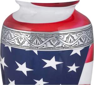 Urna de cremación Patriótica con bandera americana clásica de gran tamaño, ataúdes para mascotas de primera calidad y suministros para urnas funerarias - Product Image 2