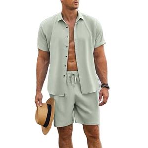 Ensemble short et chemise pour homme, vêtements de bureau et de soirée, design de logo personnalisé, costume d'été deux pièces, 2 pièces - Product Image 4