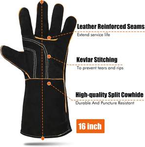 Custom Service High Quality Work Safety Welder Gloves Hand Protection Cow Leather <b>Welding</b> Working Gloves For General Purpose - Product Image 3