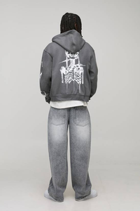 Sweat à capuche décontracté d'hiver du fabricant, uni, tendance, écologique, coupe-vent, 100% coton, logo personnalisé brodé - Product Image 5