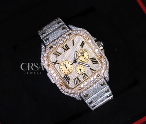 Mejor proveedor Reloj de oro totalmente helado Diamantes naturales reales Caja chapada en oro o estilo de lujo disponible al mejor precio - Product Image 3