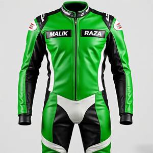 Traje de carreras de motos de cuero de vaca personalizado, tamaño y ajuste a medida, Armadura de Hombro y Rodilla CE, Impresión de logotipo y diseño personalizado, uso en pista - Product Image 4