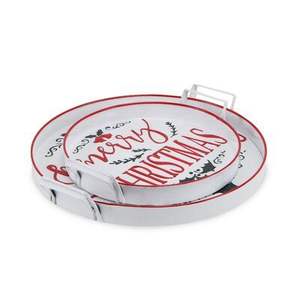 Plateau rond galvanisé pour Noël Articles alimentaires Snacks Toffee Chocolate Dessert Plateaux métalliques Plateau décoratif pour Noël Design d'arbre - Product Image 2