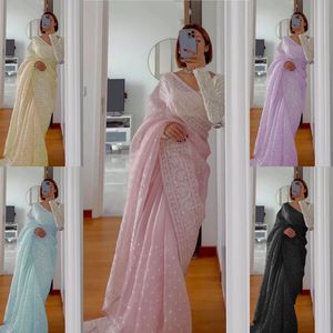 Beau travail de fil de soie Organza Saree Designer Party Wear avec dentelle fantaisie et chemisier sur fil Georgette avec travail Sequnce - Product Image 5