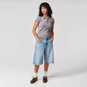 Polo de manga gorra de lujo para mujer Premium 100% algodón longitud corta ropa de calle moda Top logotipo personalizado ropa al por mayor - Product Image 4