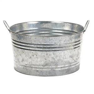 Juego de 2 macetas de flores con acabado galvanizado de hierro decorativo para interiores y exteriores, macetas y macetas elegantes de alta calidad - Product Image 3