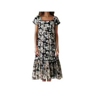 Vestido Maxi con Estampado Floral, Corte en A, Cintura Imperio, Estilo Romántico de Chifón con Hombros Descubiertos - Product Image 1