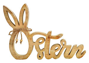 Nouveau décor de lapin de Pâques de couleur personnalisable 15x23x3cm bois de manguier avec des fleurs en bois faites à la main pour la décoration de la maison festive - Product Image 3