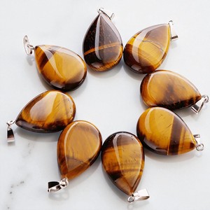 Colgante de piedras preciosas de ojo de tigre de gota-Colgante de abalorio de pera de cabujón de plata 925-Colgantes para hacer collar - Product Image 1