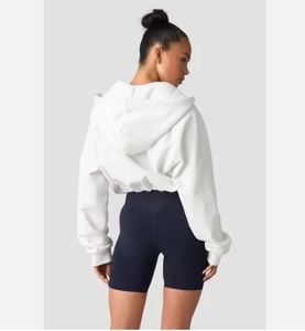 Sweat à capuche court avec fermeture éclair Vêtements décontractés pour femmes Tissu en coton Fabricant avec logo personnalisé OEM - Product Image 2