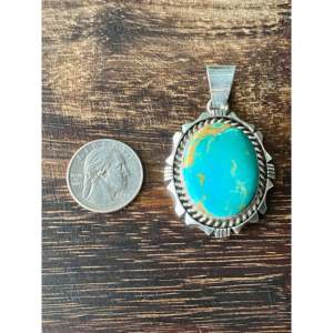 Pendentif Eddie Secatero Royston en turquoise et argent sterling avec chaîne en argent rhodié - Product Image 3