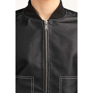 Vestes décontractées vintage en polyester enduit pour hommes, col montant, fermeture éclair, coupe régulière, automne-printemps MN-JKT-WS24-047 - Product Image 2