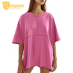 Camiseta básica de gran tamaño con logotipo de impresión personalizado de peso pesado Camiseta de algodón 100% de moda de talla grande de alta calidad para mujer - Product Image 3