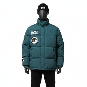 Veste matelassée d'hiver pour homme en tissu polyester, couleur sarcelle, panneaux matelassés avec logo brodé personnalisé, veste matelassée pour homme - Product Image 1