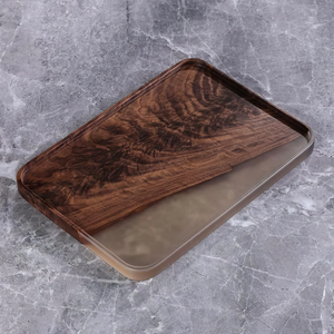 Bandeja de Servir Artesanal de Madera Maciza y Resina para Cocina, Mesa de Comedor, Bandeja Ecológica de Madera Natural para Té, Café y Desayuno - Product Image 5