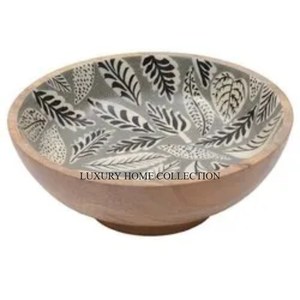 Handcrafted Wooden Bowl with Natural Wood Grain Patterns Perfect for Displaying Fruits or Serving Side Dishes During Meals - Product Image 4