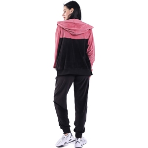 Survêtement à capuche zippé noir rose personnalisé pour femmes Sports d'hiver Ensemble de pantalons deux pièces à impression solide Survêtements de jogging d'entraînement décontractés - Product Image 6