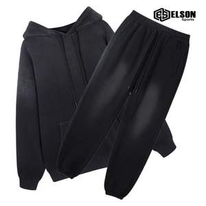 Sun Faded personalizado buena calidad precio al por mayor transpirable 100% algodón tela transpirable conjuntos de dos piezas hombres chándales - Product Image 2