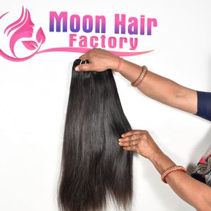 Hermosos paquetes de cabello de Luna humana recta buen producto Color negro natural sin procesar crudo precio al por mayor para la venta por exportación - Product Image 3