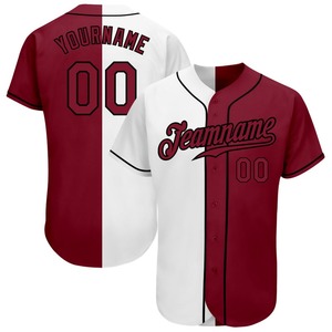 Meilleures ventes Vêtements d'équipe personnalisés Maillot de baseball de mode fendu authentique blanc cramoisi-noir personnalisé - Product Image 1