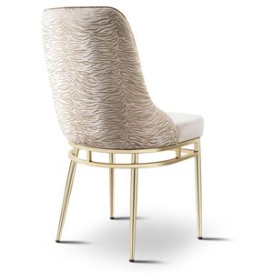 Chaise de salle à manger en métal de luxe moderne européenne personnalisable Marmaris Cream, pieds en acier inoxydable durables, polyester, bar à domicile, appartement - Product Image 5