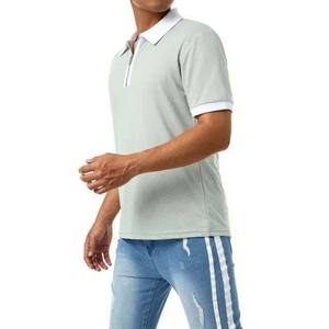 Polo de manga corta de color contrastante, Polo personalizado transpirable a la moda para hombre con cremallera de algodón de talla grande - Product Image 6