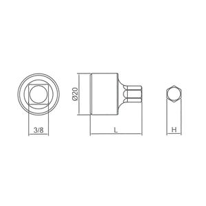 15pcs 3/8" x25 mmL Hex-bit Socket Low <b>Profile</b> - Product Image 4