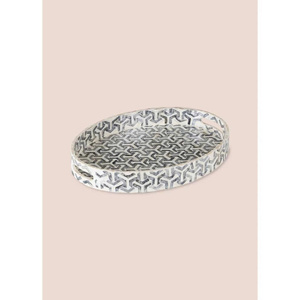 Natural Modern Geometric Pattern Tray Handmade <b>MOP</b> Inlay with <b>Handles</b> Table Decoration Table Decor <b>MOP</b> Tray - Product Image 4