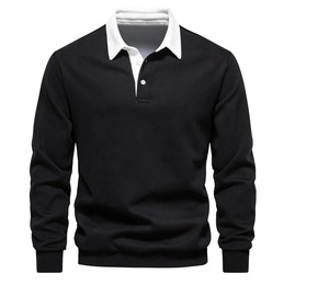 เสื้อโปโลแขนยาวลายพื้นสำหรับผู้ชายงานตามสั่ง - Product Image 3