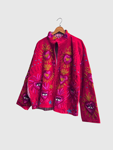 Veste à col mandarin brodée à la main avec motif géométrique, manches longues, style velours, design blouson pour adulte, idéale pour l'automne - Product Image 2