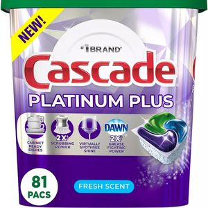 Cascade Platinum <b>Dishwasher</b> <b>Detergent</b> Powder 92 Fresh Scent ActionPacs Net Wt 51.2 Ounce - Product Image 1