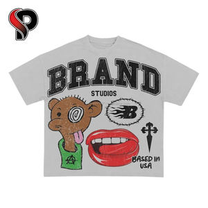 Venta al por mayor 100% algodón camisetas logotipo personalizado hombres mujeres varios tamaños de punto de gran tamaño de manga corta luz característica patrón sólido - Product Image 4