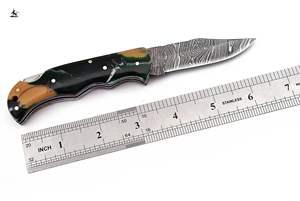 Cuchillo de bolsillo plegable de acero de Damasco OEM personalizado para acampar al aire libre EDC táctico caza supervivencia cuchillos de alta calidad - Product Image 4