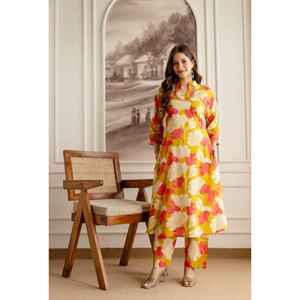 Ensemble coordonné réversible de créateur exclusif Salwar Kameez, magnifique kurta imprimé Jaipuri en chignon lourd, tenue de fête indienne pakistanaise - Product Image 5