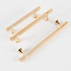 Modern <b>Gold</b> Tone Plastic Cabinet <b>Pull</b> Handle with Geometric Diamond Knurled Pattern for <b>Drawer</b> and Cabinet - Product Image 1