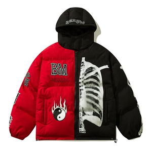 Wholesale 100% High Quality Men's Winter Ribs Printed Canvas Bubble Jackets Comfortable Breathable Fabric Stand Collar Vintage - Product Image 4