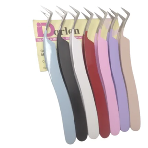 Pince à cils en acier inoxydable enduite de couleur personnalisée professionnelle-Outil de précision durable Pince à épiler à logo d'emballage personnalisable - Product Image 1